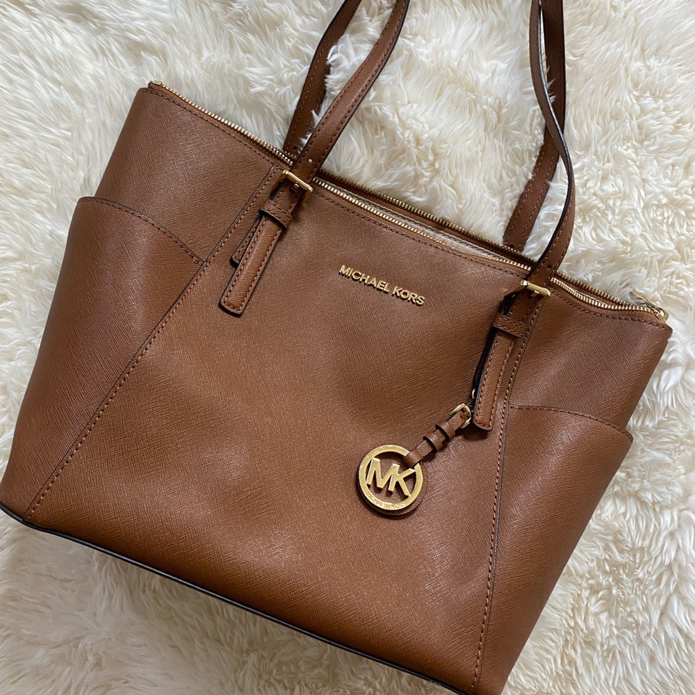 Michael Kors Jet Set Brown Leather Tote